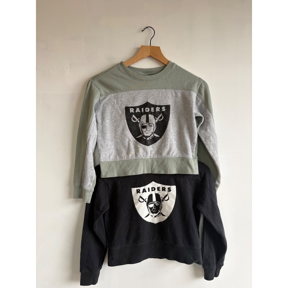 Las Vegas Raiders crop Sweatshirts Lot of 2 Black Grey green Size M 7-8 kidcore